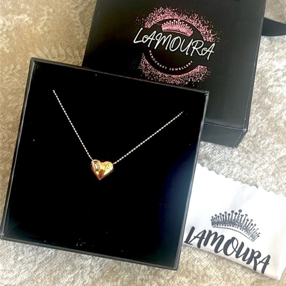 Brand New Gold Tone 3D Heart Bubble Necklace Balloon Embedded Gems Star - Picture 12 of 12